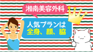 湘南美容外科の人気プランは、全身、顔、脇